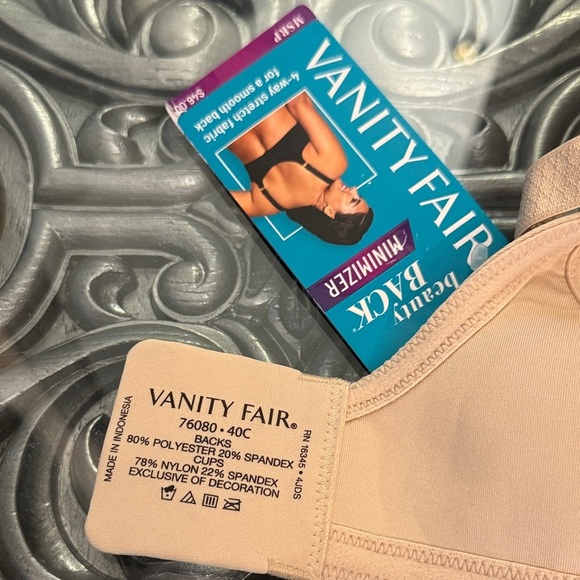 Vanity Fair 40C Beige Beauty Back Minimizer Stretch Women's Bra - Picture 4 of 6